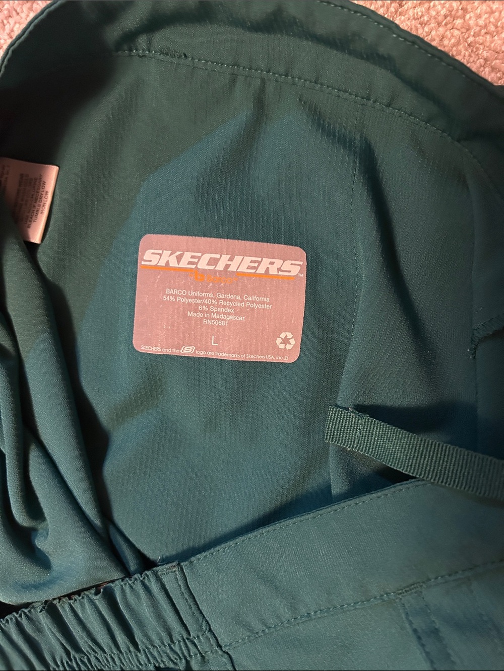 Skechers Emerald Green Drawstring Scrub Pants - Picture 4 of 4